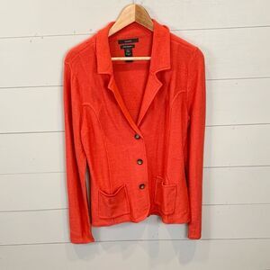 Tahari merino wool blend burnt orange blazer sweater size large